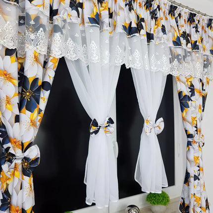 Set Perdea si Draperie cu imprimeu floral 400x155cm MF103