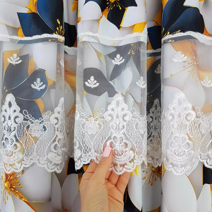 Set Perdea si Draperie cu imprimeu floral 400x155cm MF103
