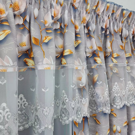 Set Perdea si Draperie cu imprimeu floral 400x155cm MF102