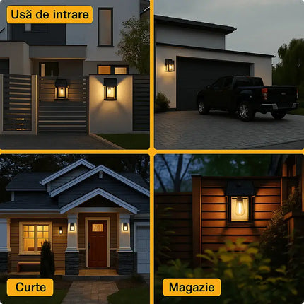Set 6 Lămpi Solare Premium „Vintage Style” – Senzor de Mișcare și 3 Moduri Inteligente