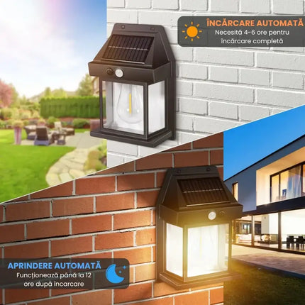 Set 6 Lămpi Solare Premium „Vintage Style” – Senzor de Mișcare și 3 Moduri Inteligente