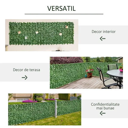 Gard Artificial Premium cu Frunze Decorative 300x100cm