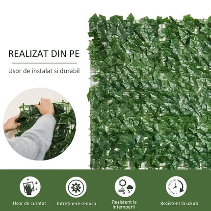 Gard Artificial Premium cu Frunze Decorative 300x100cm