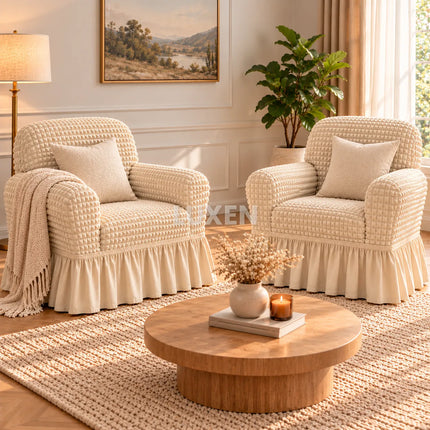 Set 2 huse pentru fotolii cu volanas
