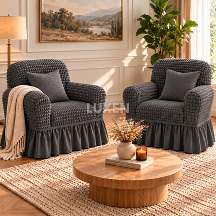 Set 2 huse pentru fotolii cu volanas