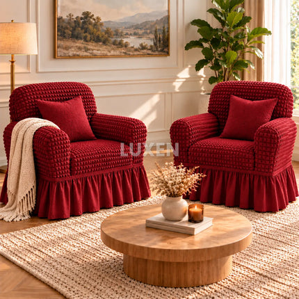 Set 2 huse pentru fotolii cu volanas