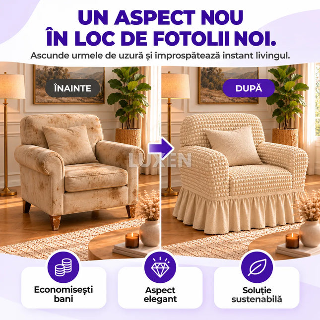 Set 2 huse pentru fotolii cu volanas