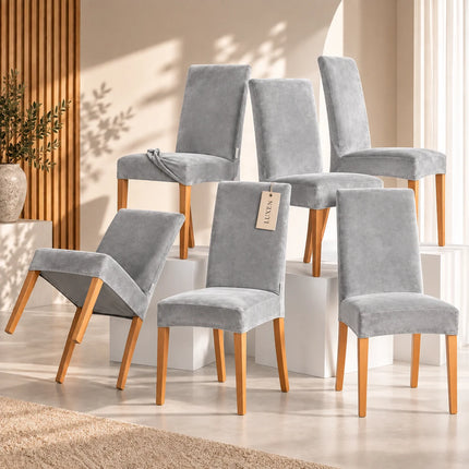 Set 6 Huse Scaune din Catifea