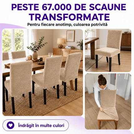 Set 6 Huse Scaune din Catifea