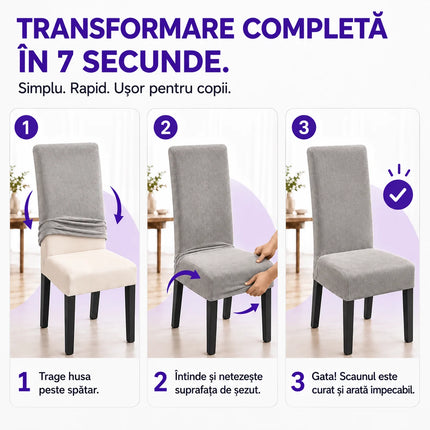 Set 6 Huse Scaune din Catifea
