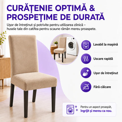 Set 6 Huse Scaune din Catifea