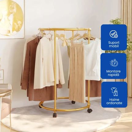Suport Rotund Profesional pentru Haine – Oțel Inoxidabil