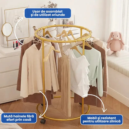 Suport Rotund Profesional pentru Haine – Oțel Inoxidabil